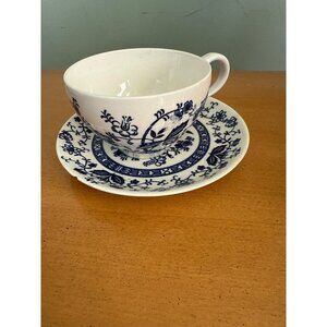 Blue Onion Japan Underglazed Dishwasher Proof Tea Cup & Saucer Set Floral Design